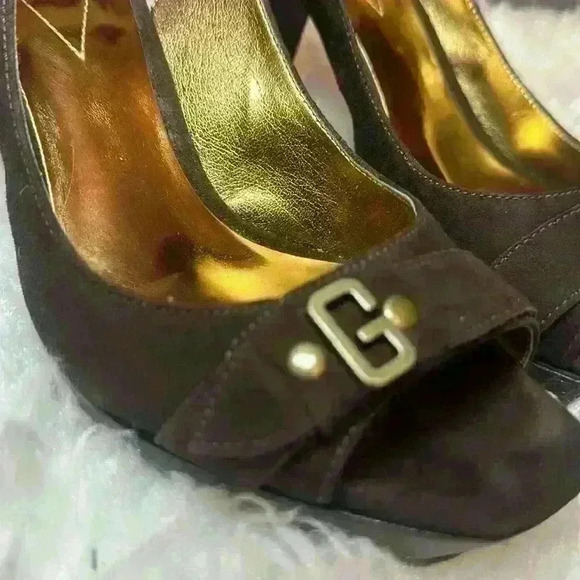 Guess Wgleona Vintage Dark Brown Suede 4” Heels with Back Strap Womens Size 6.5 - Picture 12 of 16